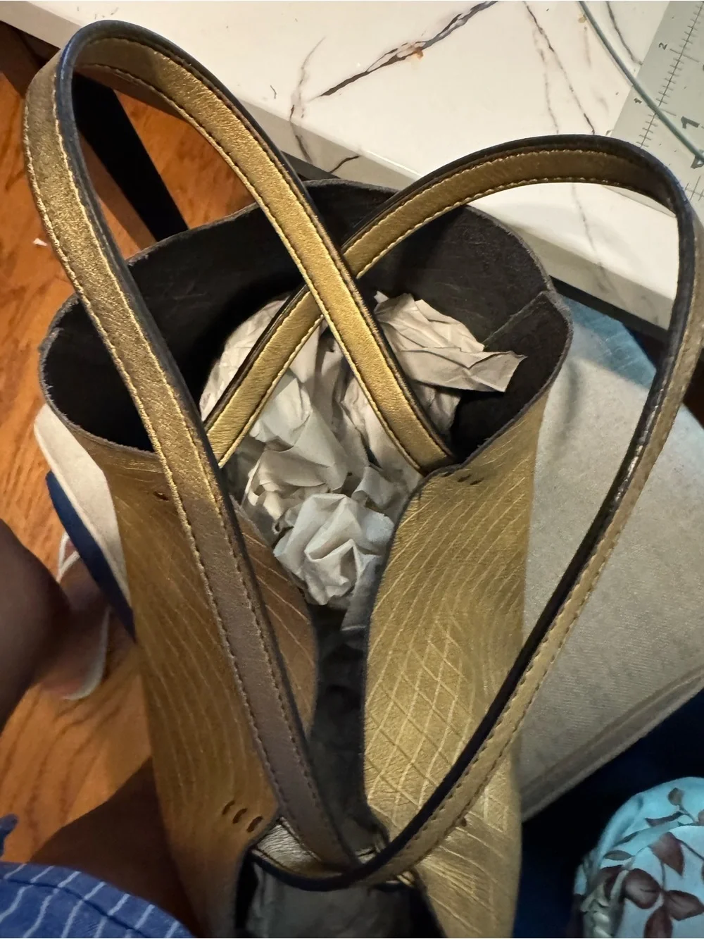 Bottega Veneta Metallic Gold Quilted Tote Bag - Women's Shoulder Bag